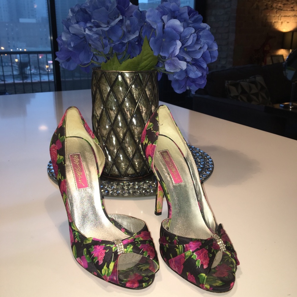 Betsey Johnson Satin Peeptoe Pumps